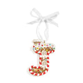 Red House Letter Christmas Ornament - Sparkling Holiday Tree Decoration - Variation: J