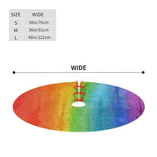 Rainbow Watercolor Christmas Tree Skirt 36-Inch Holiday Decor - Festive Xmas Home Mat