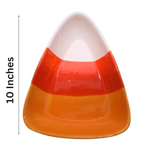 Large Candy Corn Dish - Harvest & Halloween Decor, Ceramic Candy Holder, 10 Inches