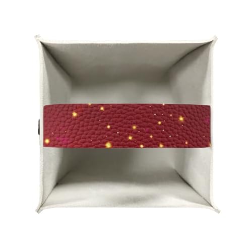 Doginthehole Christmas Tissue Box Cover - Red Golden Xmas Tree Design, Decorative PU Leather