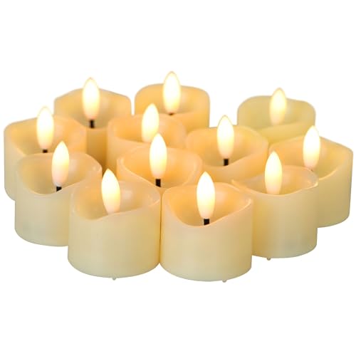 Ivory Flameless LED Tea Lights - Battery Operated Votive Candles 12 Pack