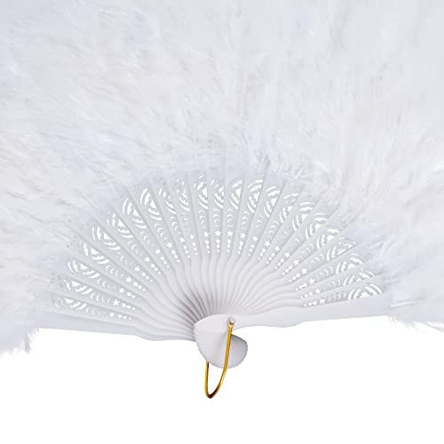 White Vintage Feather Fan 20s Flapper Dance Accessory for Gatsby & Roaring 20s Parties