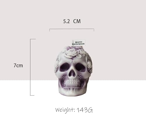 Skull Shaped Scented Candle with Freesia Fragrance - Halloween Decor, 5 oz