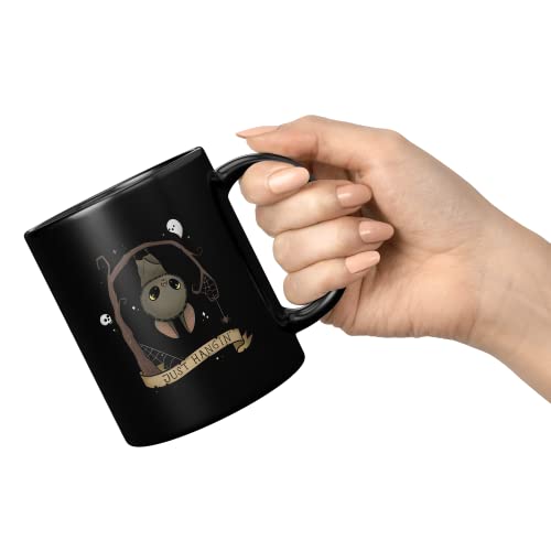 Halloween Hanging Bat Coffee Mug - Spooky Cute Ceramic Cup for Hot & Cold Beverages