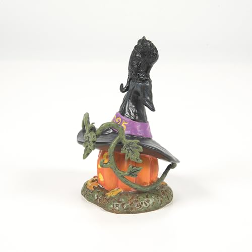 Halloween Feline Noir Cat on Pumpkin Dated Figurine - 2025 Village Accessory