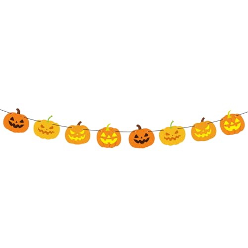 Halloween Pumpkin Garland - Fall Wall Decor for Halloween & Thanksgiving