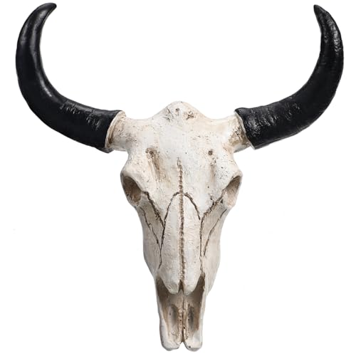 Cow Skull Wall Decor - Small Resin Animal Head Sculpture for Home & Halloween