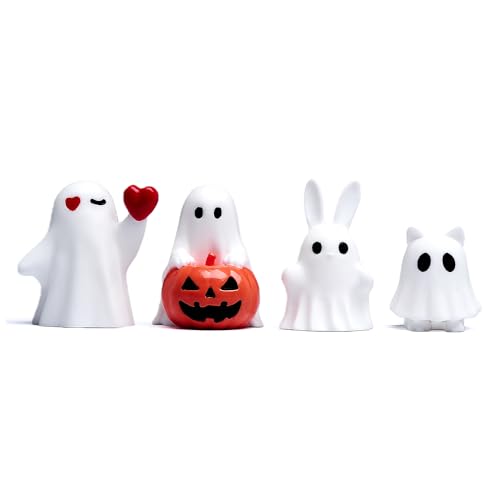 Halloween Ghost Mini Figurines Set - Cute Spooky Tabletop Decor & Party Favors