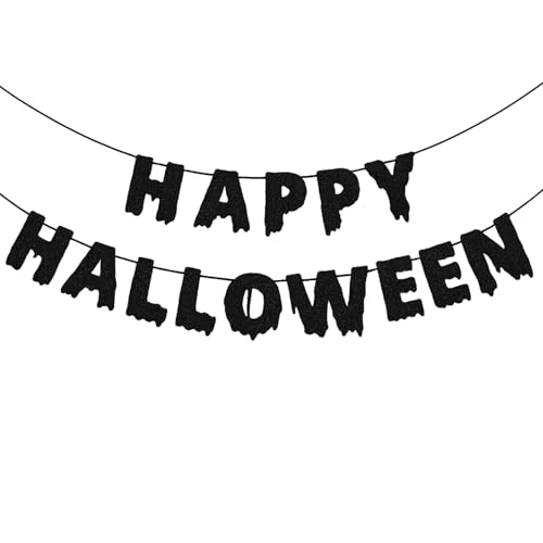 Halloween Banner with Glitter Dripping Letters - Spooky Party Decor