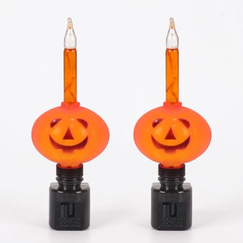 Halloween Pumpkin Bubble Night Light - 2 Pack, Spooky Decor with Glitter & Bubbles