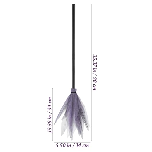 Kids Halloween Witch Broom Prop - 35.4 Inch Lightweight Plastic Cosplay Accessory