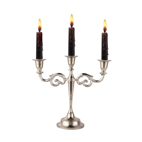 Silver 3-Arm Candelabra Taper Candle Holder - Elegant Indoor Centerpiece