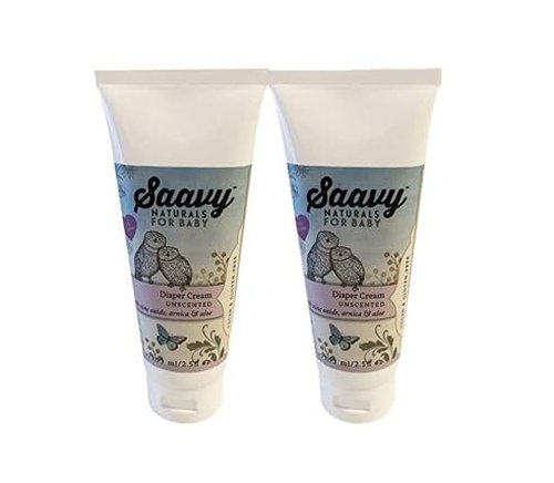 Saavy Naturals Baby Diaper Cream - Organic Diaper Rash Ointment with Zinc Oxide, Arnica & Aloe | 2.5oz Unscented, 2 Pack