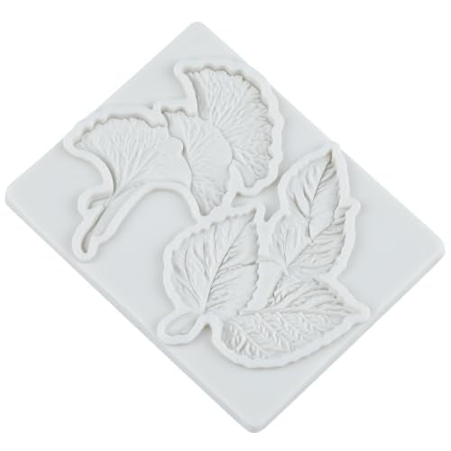 Leaf Silicone Mold Set of 3 - Ginkgo & Maple Leaves for Cake Decorating - Style J