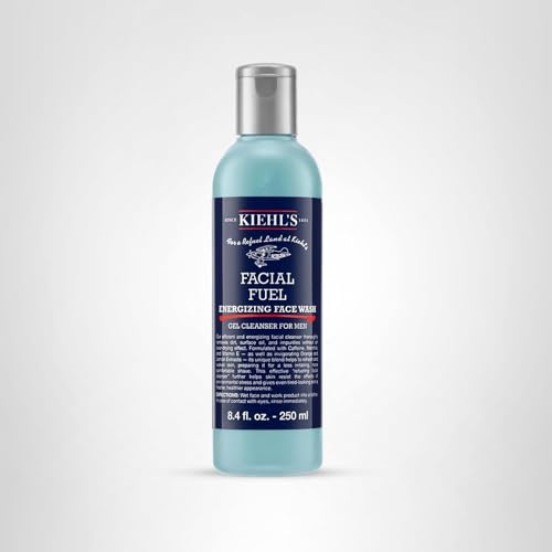 Kiehl's Facial Fuel Face Wash, Refreshing + Invigorating Men's Gel Cleanser, with Caffeine, Vitamin E and Menthol, Non-Drying Formula Moisturizes Skin, Great for Clogged Pores - 8.4 fl oz