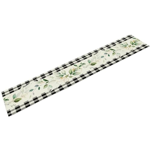 Farmhouse Style Plant Table Runner W13X L36 - Floral Eucalyptus Botanical Decor