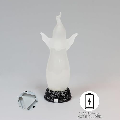 Halloween LED Water Globe with Spinning Ghost and Smoky Water Effect - 13.5 Inch Spooky Night Light