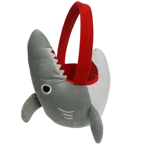 Halloween Plush Shark Trick or Treat Bag - Cute Animal Candy Basket for Kids & Parties