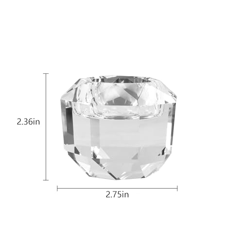 Crystal Tealight Candle Holders Pack of 2 - Handcut Faceted Design, 2.7x2.3 Inches Variation W2.7"×H2.3"