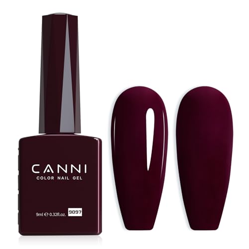 CANNI Dark Red Gel Nail Polish - Burgundy Red Soak Off UV Gel, High Gloss, 1Pc