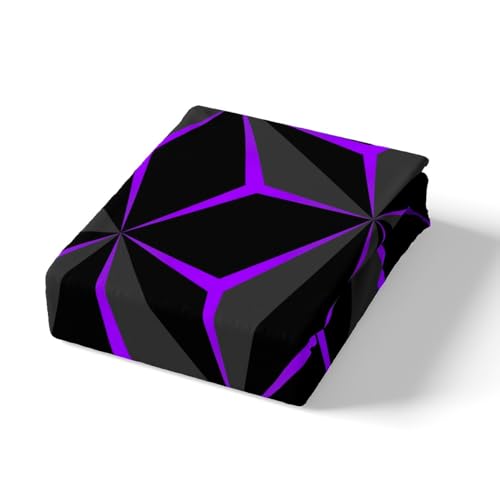Neon Honeycomb Sheet Set King Size - Geometric 3D Purple Bedding for Teens & Adults - Multi 107