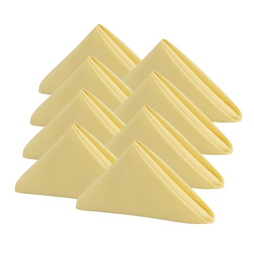 Set of 8 Pale Yellow Cloth Napkins - Washable & Absorbent Table Linens