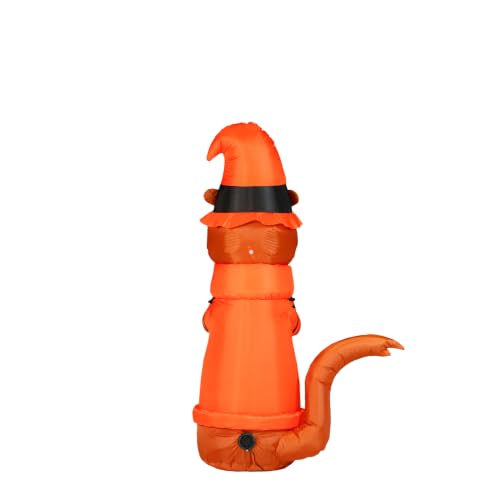 4 Ft Lighted Halloween Inflatable Otter in Witch Costume Yard Decor