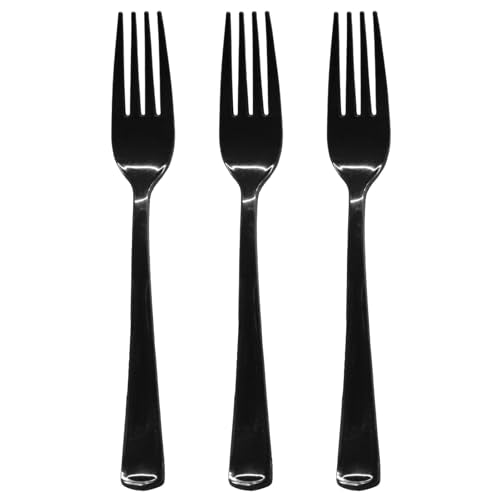 Disposable Black Plastic Forks Set - Heavy Duty Cutlery for Parties & Events