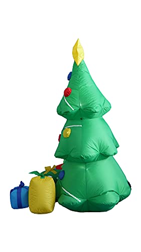 Lighted Christmas Inflatable Green Tree with Gift Boxes - 5 Ft Outdoor Holiday Decor
