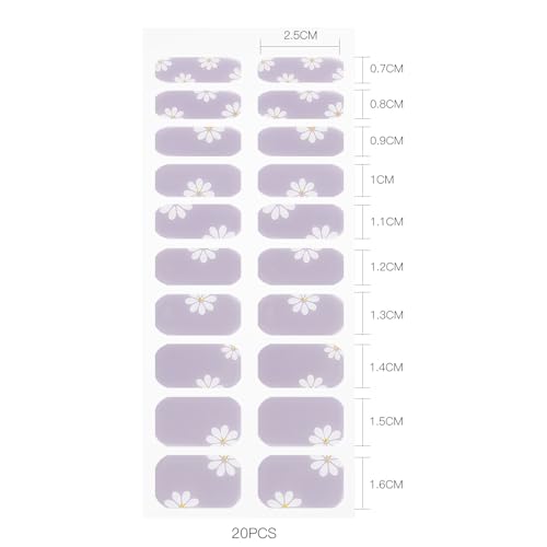 Semi Cured Gel Nail Art Stickers - Flower Design, Long-Lasting Manicure
