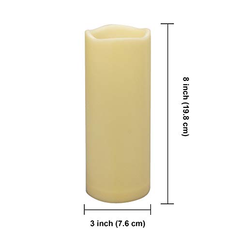 Outdoor Flameless LED Candles with Remote & Timer - 3x8 Inches, Dark Ivory, Waterproof 2 Pack
