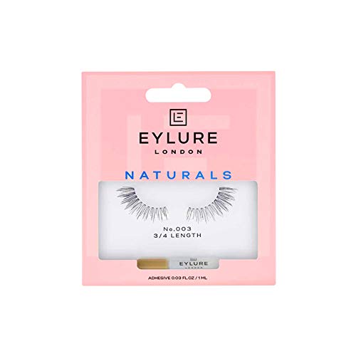 Reusable False Eyelashes with Clear Band and Adhesive - Natural Accent No. 003
