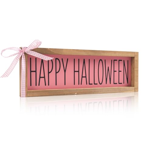 Happy Halloween Sign - Pink Halloween Decor for Wall Shelf Table & Desk - Pink Variation