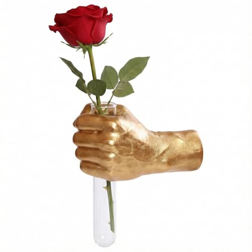 Gothic Hand Vase with Test Tube - Halloween Wall Decor - Gold Variation