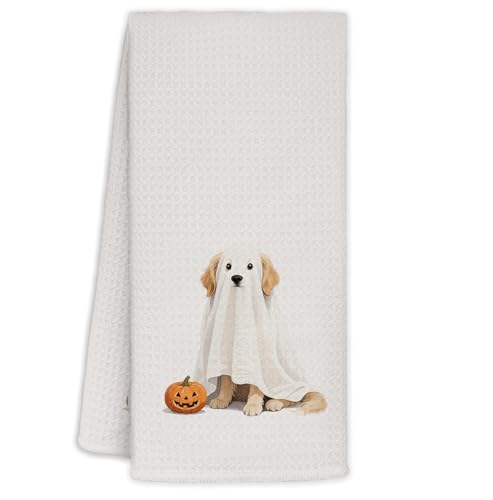 Ghost Halloween Hand Dish Towel for Kitchen & Bathroom Decor - 16x24 in - Funny Gothic Gift