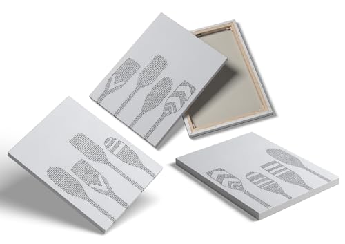 Framed Paddle Oar Nautical Wall Art Set of 3 - Black & White 12x16 inch