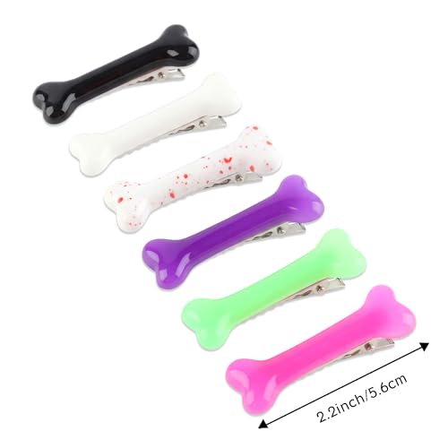 Bone-Shaped Hair Clips Set - 12 Gothic Halloween Cosplay Hairpins