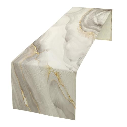 Marble Black 13x60 Inch Modern Table Runner with Gold Veins - Variant W13"x L60"