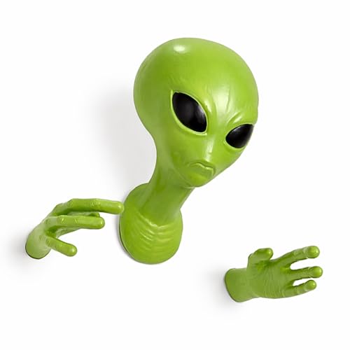 Alien Head Wall Decor - 3D Sci-Fi Sculpture with Hands & Head, Halloween Wall Art