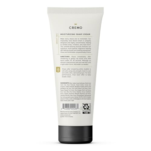 Cremo Sandalwood Shave Cream, Astonishingly Superior Ultra-Slick Shaving Cream for Men, Fights Nicks, Cuts and Razor Burn, 6 Fl Oz