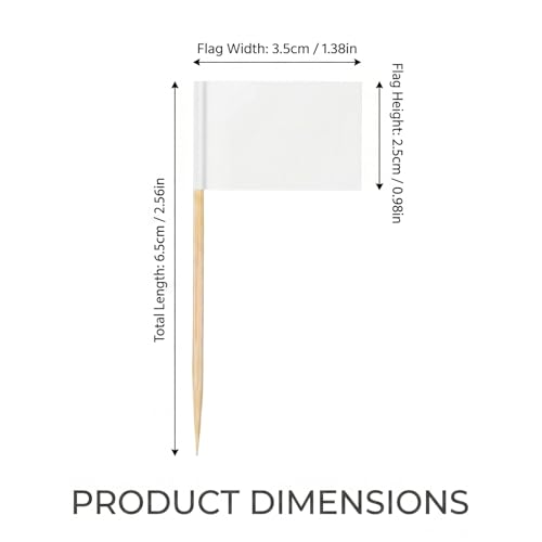 White Toothpick Flags for Food Labels & Cake Toppers - 100pcs
