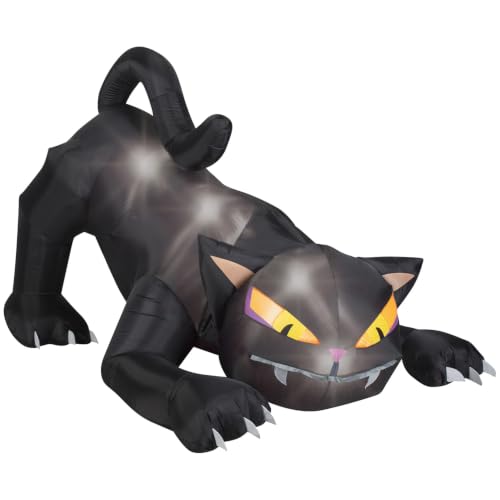 6FT Inflatable Black Cat Halloween Decor with LEDs, Outdoor Indoor Yard Display