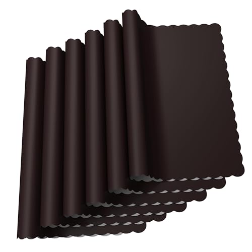Disposable Paper Placemats with Scalloped Edge - Black, Pack of 50