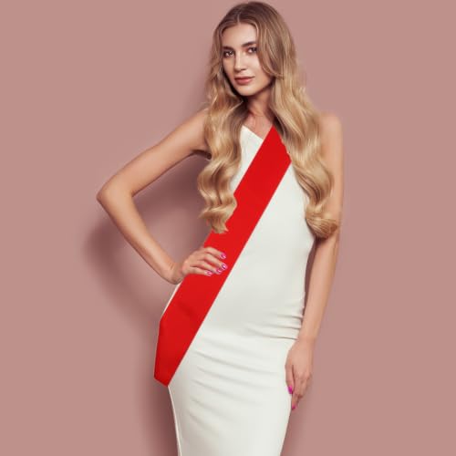 Red Satin Sash Set - 2 Pcs DIY Bridal Prom Graduation Party Accessory