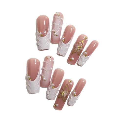 Long Press on Nails Square Fake Nails White French Tip - Variation CQCF01-11