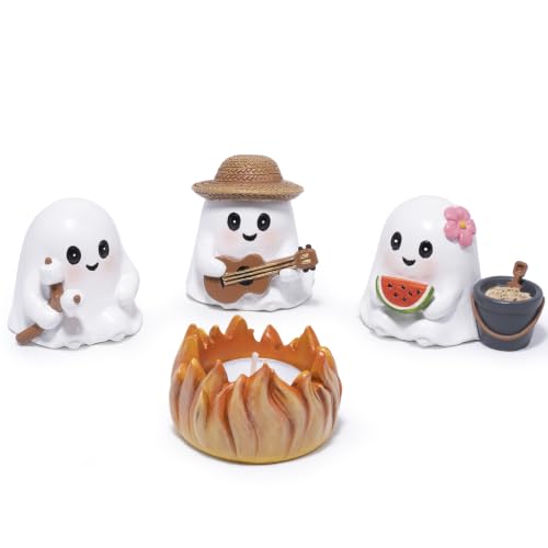 Halloween Ghost Decorations Indoor Resin Figurines - White-2, 4 Pcs