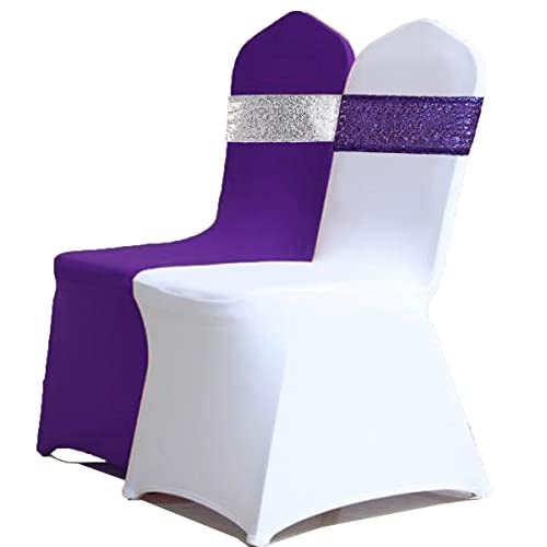 Purple Sequin Chair Sashes - Pack of 30 Wedding & Party Bow Ties - Eternal Beauty
