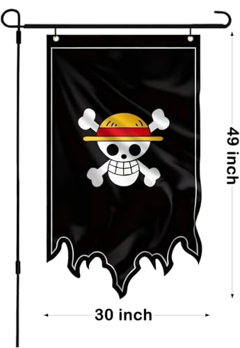 Anime Pirate Flag Banner - One Piece Luffy Straw Hat Decoration 49x29 inch