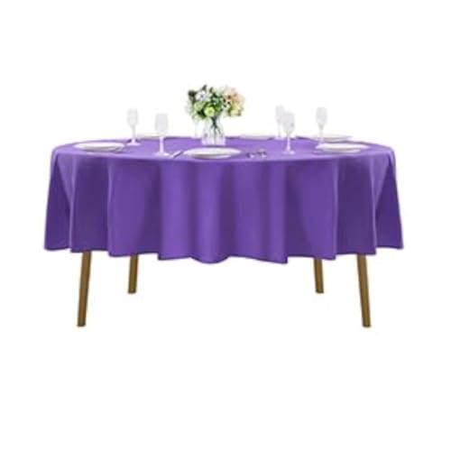 60 Inch Round Washable Polyester Tablecloth - Purple, Wedding & Party Decor