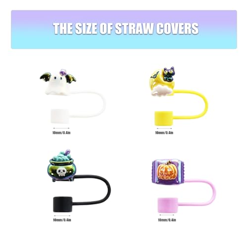 Halloween‑Series Silicone Straw Topper for 9-10mm Stanley Cups - Black+Orange